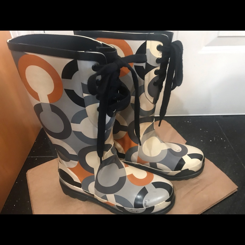 Authentic coach rain boots size 7-8